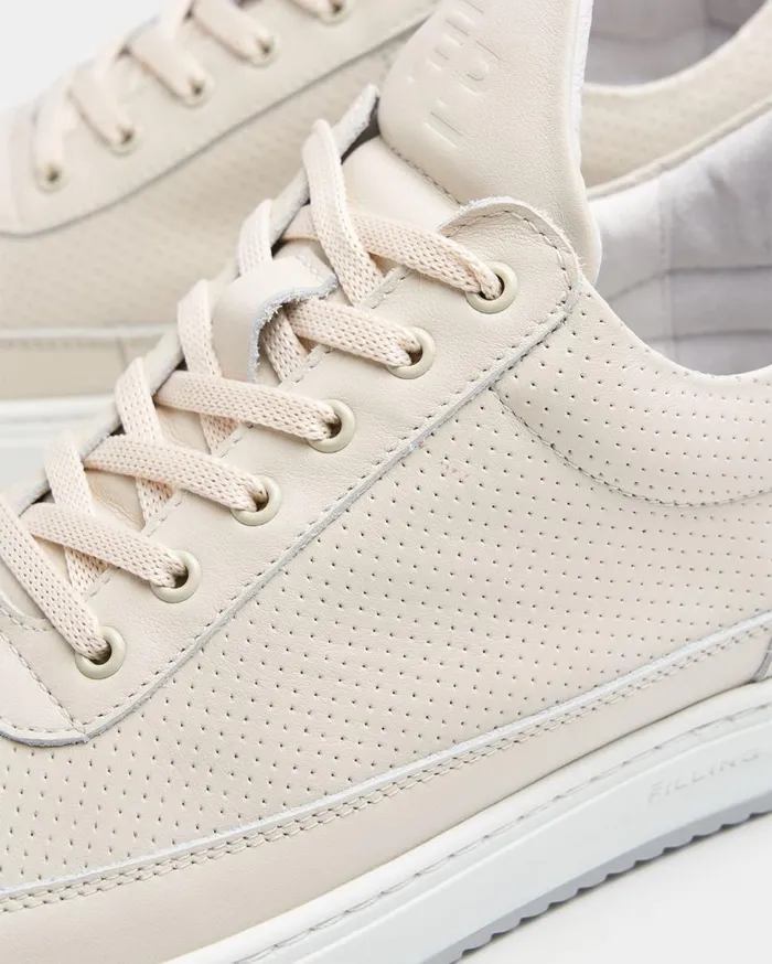 Low Top Bianco Perforated Off White MenWomen Filling Pieces Sneakers