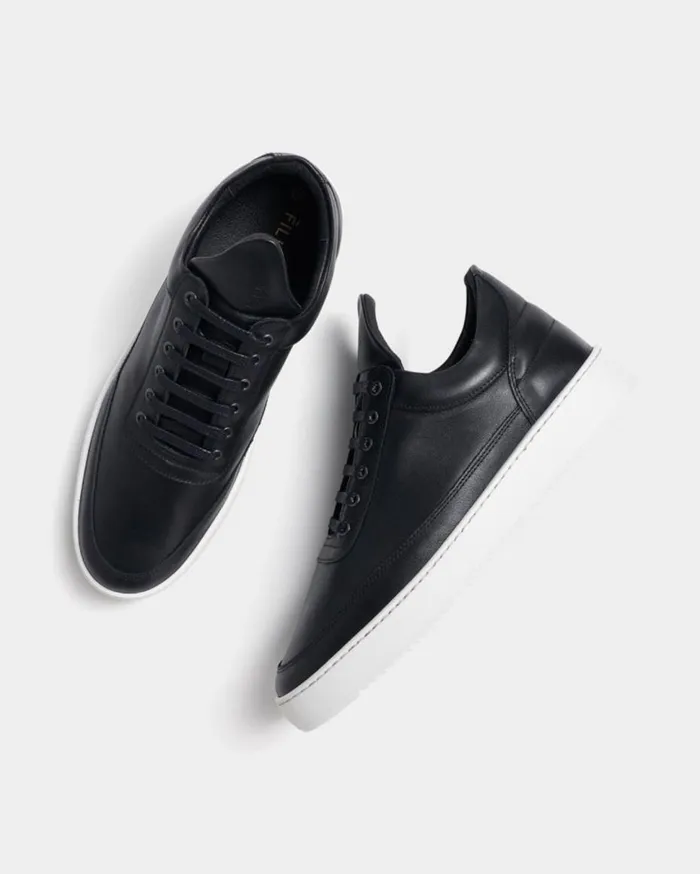 Low Top Ripple Nappa Black WomenMen Filling Pieces Sneakers