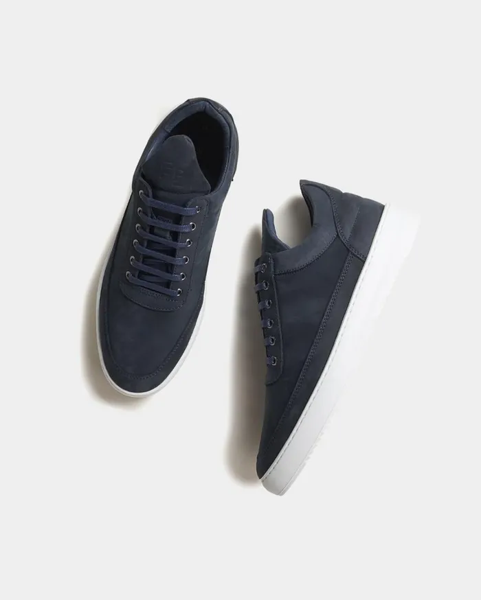 Low Top Ripple Nubuck Deep Blue Navy MenWomen Filling Pieces Sneakers