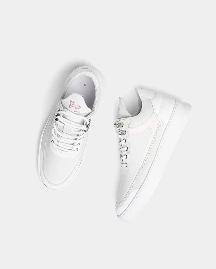 Low Top Rubberized White Women Filling Pieces Sneakers