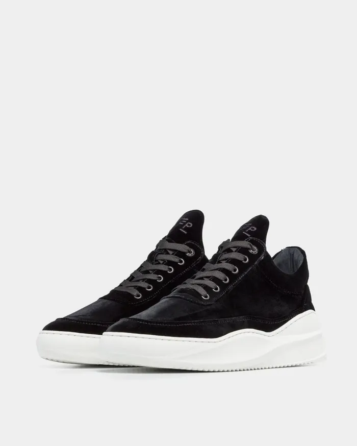 Low Top Sky Velvet Black WomenMen Filling Pieces Sneakers