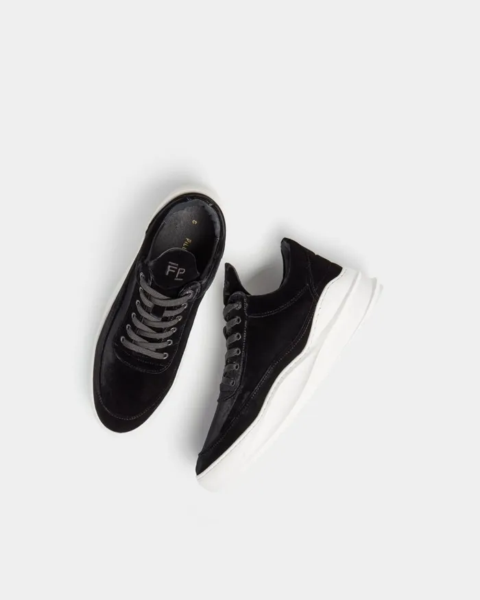 Low Top Sky Velvet Black WomenMen Filling Pieces Sneakers