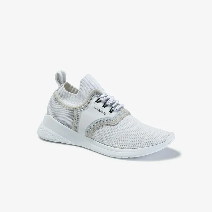 LT Sense Reflective Textile Sneakers WhiteLight Grey Womens Lacoste Sneakers Outlet