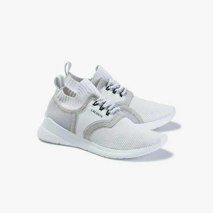 LT Sense Reflective Textile Sneakers WhiteLight Grey Womens Lacoste Sneakers Outlet