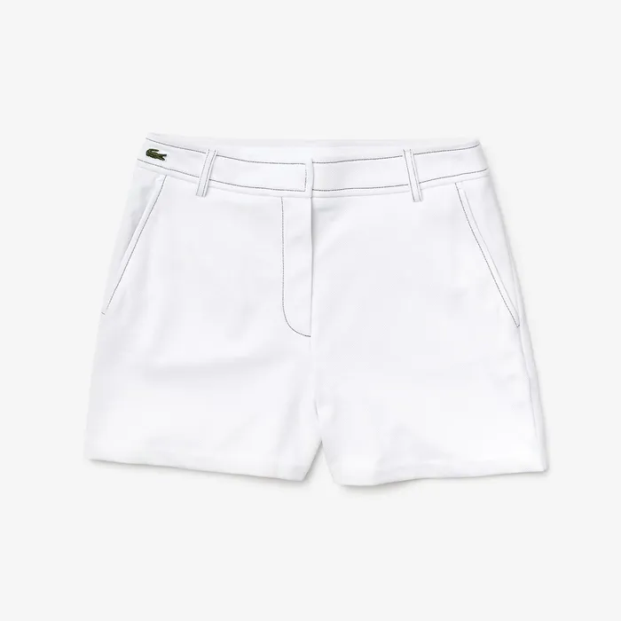 Made in France Contrast Stitching Shorts WhiteNavy Blue Womens Lacoste Pants and Shorts Gift for Friend