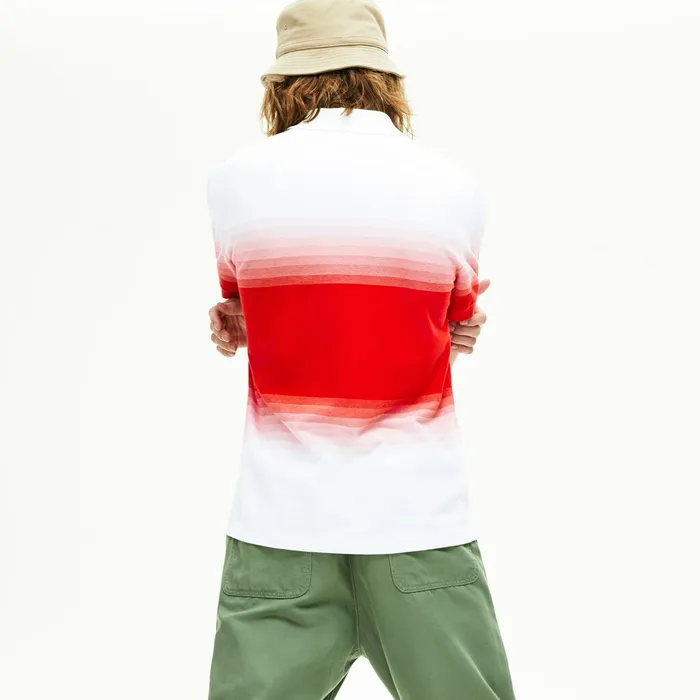 Made in France Cotton Piqu Regular Fit Polo Shirt WhiteRed Mens Lacoste Polos For Sale