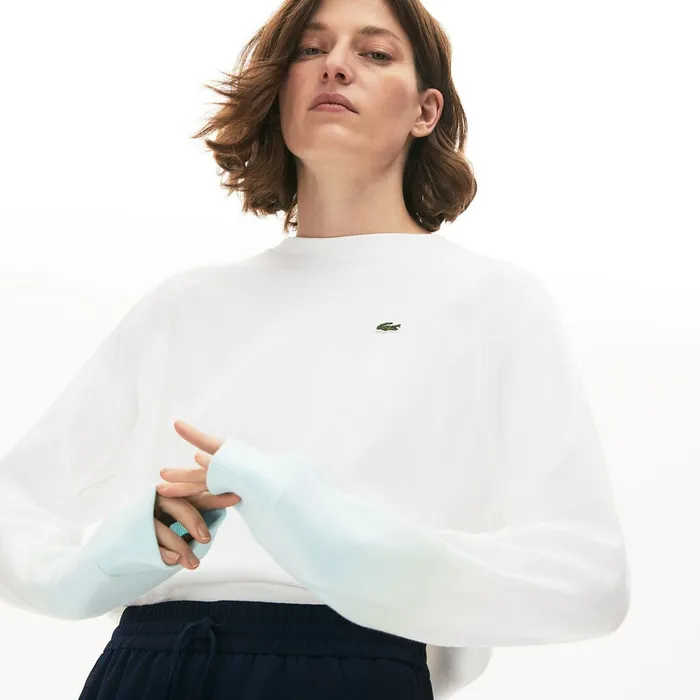 Made in France Crew Neck Organic Cotton Sweatshirt TurquoiseLight GreenWhite Womens Lacoste Sweaters and Sweatshirts Online Made in France Crew Neck Organic Cotton Sweatshirt TurquoiseLight GreenWhite Womens Lacoste Sweaters and Sweatshirts Online