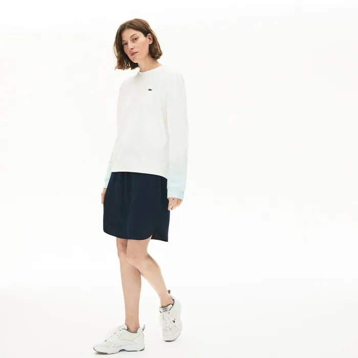 Made in France Crew Neck Organic Cotton Sweatshirt TurquoiseLight GreenWhite Womens Lacoste Sweaters and Sweatshirts Online