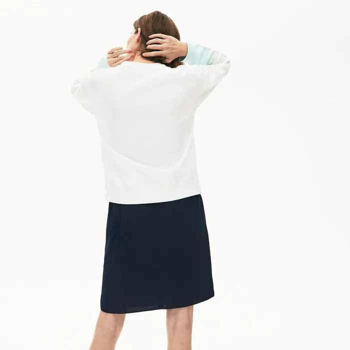 Made in France Crew Neck Organic Cotton Sweatshirt TurquoiseLight GreenWhite Womens Lacoste Sweaters and Sweatshirts Online