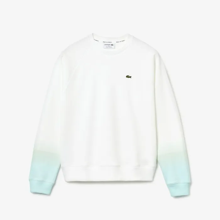 Made in France Crew Neck Organic Cotton Sweatshirt TurquoiseLight GreenWhite Womens Lacoste Sweaters and Sweatshirts Online