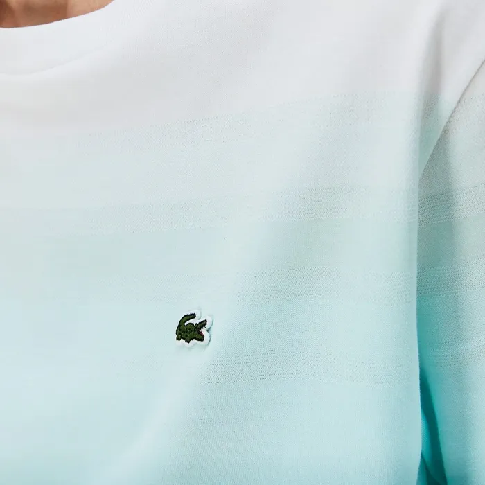 Made in France Crew Neck Organic Cotton Tshirt TurquoiseLight GreenWhite Womens Lacoste TShirts Online Store