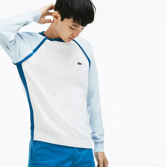 Made in France Crew Neck Sweater WhiteLight BlueBlue Mens Lacoste Sweaters For Sale Made in France Crew Neck Sweater WhiteLight BlueBlue Mens Lacoste Sweaters For Sale
