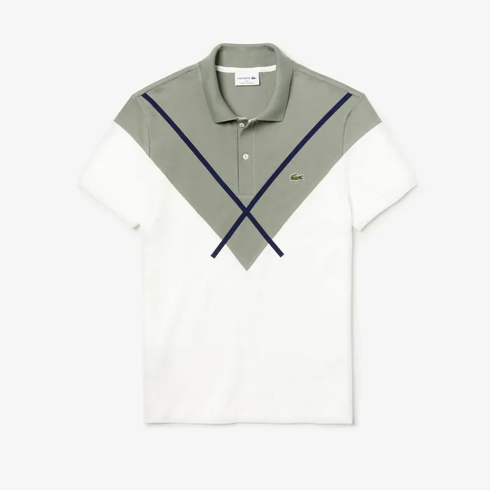 Made In France Jacquard Cotton Piqu Polo Shirt WhiteKhaki GreenNavy Blue Mens Lacoste Polos For Sale