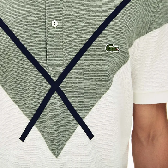 Made In France Jacquard Cotton Piqu Polo Shirt WhiteKhaki GreenNavy Blue Mens Lacoste Polos For Sale
