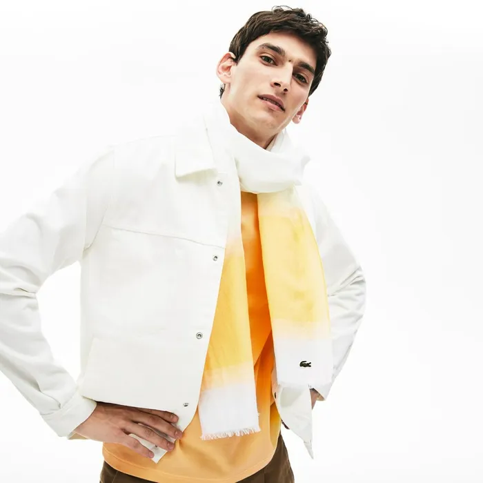Made In France Organic Cotton Ombr Scarf WhiteYellow Mens Lacoste Scarves Online Made In France Organic Cotton Ombr Scarf WhiteYellow Mens Lacoste Scarves Online