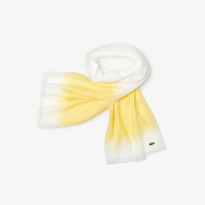 Made In France Organic Cotton Ombr Scarf WhiteYellow Mens Lacoste Scarves Online