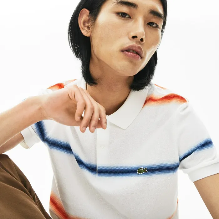 Made in France Regular Fit Cotton Piqu Polo Shirt WhiteNavy BlueRed Mens Lacoste Polos Outlet