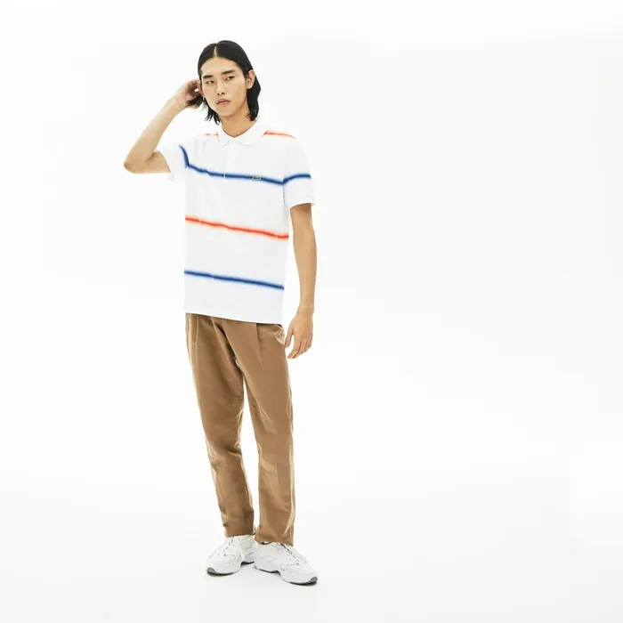 Made in France Regular Fit Cotton Piqu Polo Shirt WhiteNavy BlueRed Mens Lacoste Polos Outlet