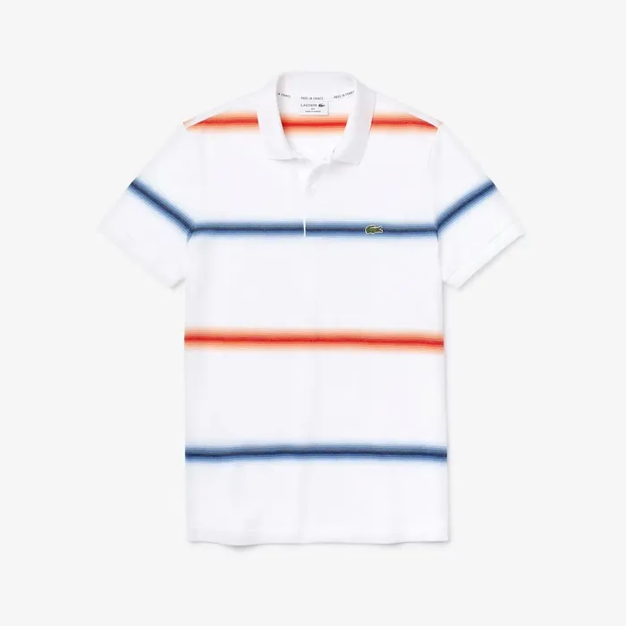 Made in France Regular Fit Cotton Piqu Polo Shirt WhiteNavy BlueRed Mens Lacoste Polos Outlet