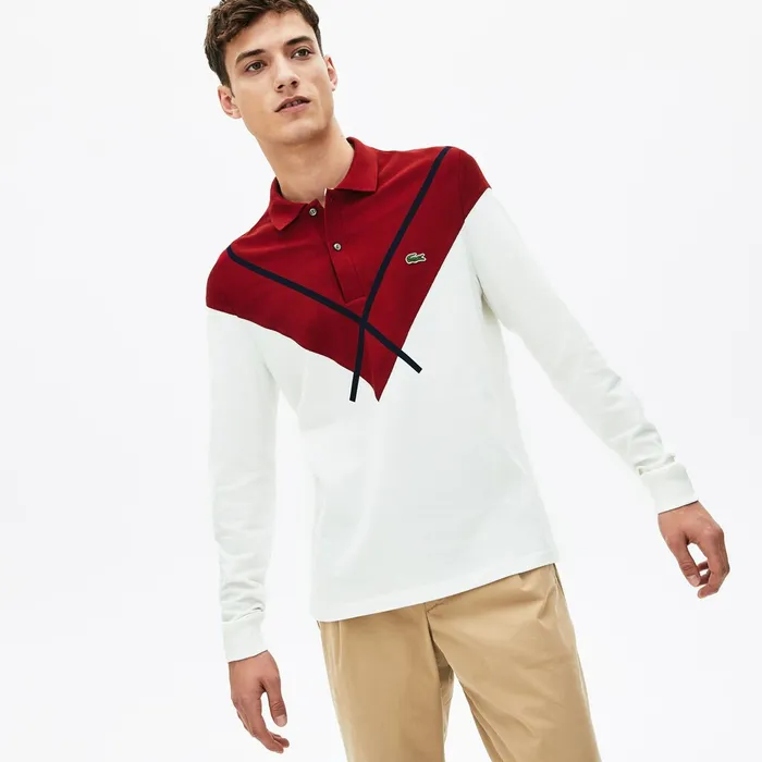 Made In France Regular Fit Polo WhiteBordeauxNavy Blue Mens Lacoste Polos Shop