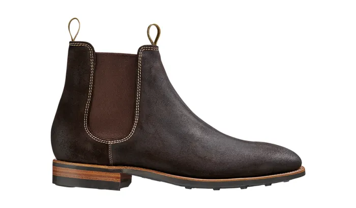 Mansfield 8211 Choc Burnish Suede Mens Barker Shoes Boots