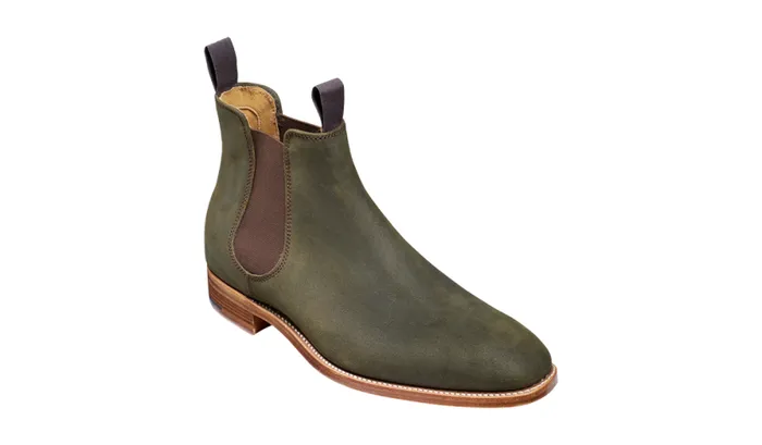 Mansfield 8211 Green Waxy Suede Mens Barker Shoes Boots