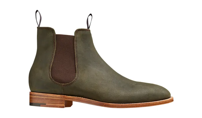 Mansfield 8211 Green Waxy Suede Mens Barker Shoes Boots