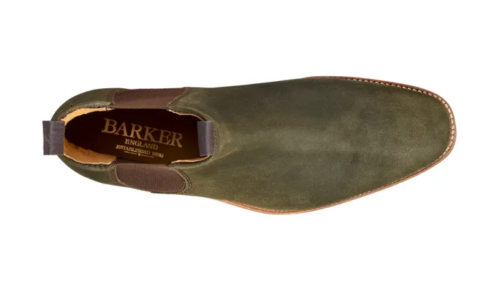 Mansfield 8211 Green Waxy Suede Mens Barker Shoes Boots