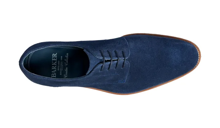 Max 8211 Navy Suede Mens Barker Shoes Derbys