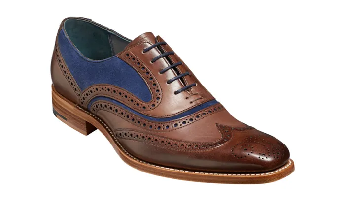 McClean 8211 Ebony Hand Painted Navy Suede Mens Barker Shoes Oxfords