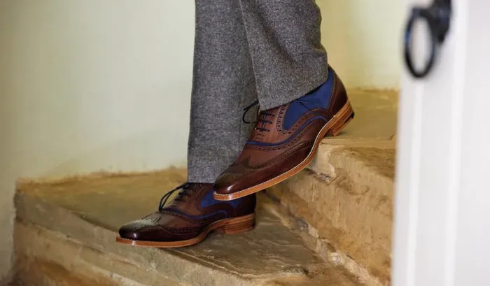 McClean 8211 Ebony Hand Painted Navy Suede Mens Barker Shoes Oxfords