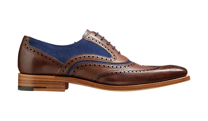 McClean 8211 Ebony Hand Painted Navy Suede Mens Barker Shoes Oxfords