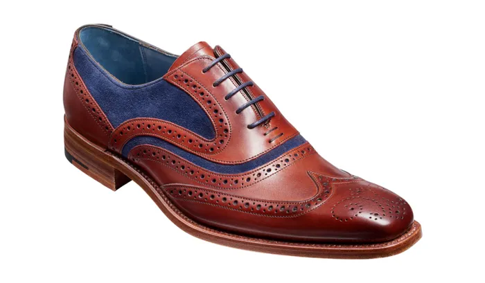 McClean 8211 Rosewood Calf Navy Suede Mens Barker Shoes Brogues