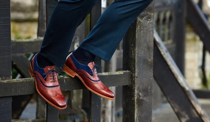 McClean 8211 Rosewood Calf Navy Suede Mens Barker Shoes Brogues