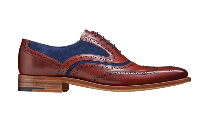 McClean 8211 Rosewood Calf Navy Suede Mens Barker Shoes Brogues
