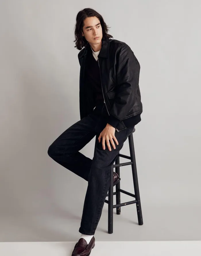Men Jackets Madewell Leather Bomber Jacket