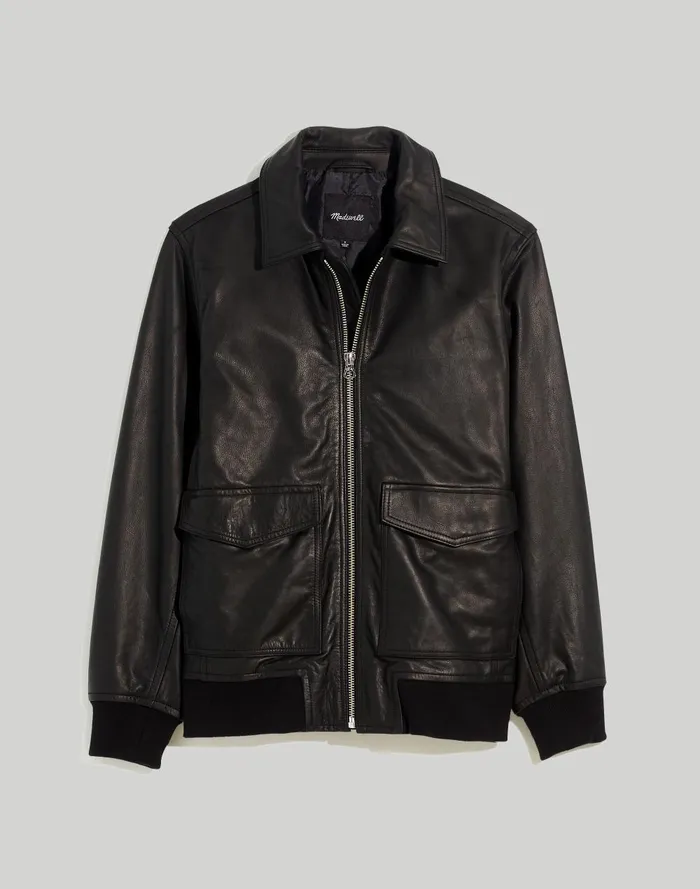 Men Jackets Madewell Leather Bomber Jacket