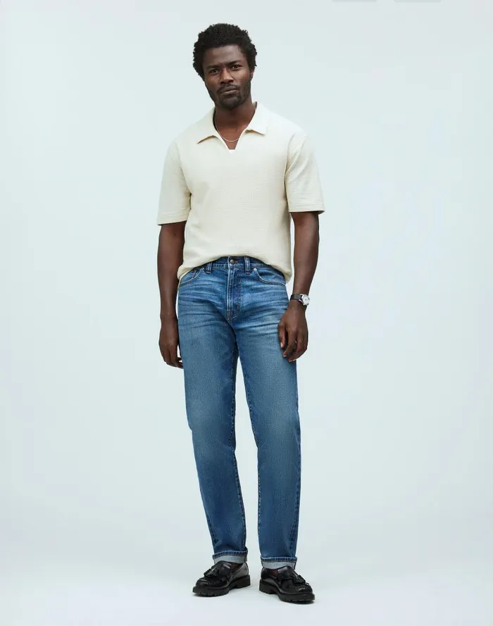 Men Jeans Madewell Relaxed Taper Stretch Selvedge Jeans In Barrington Wash