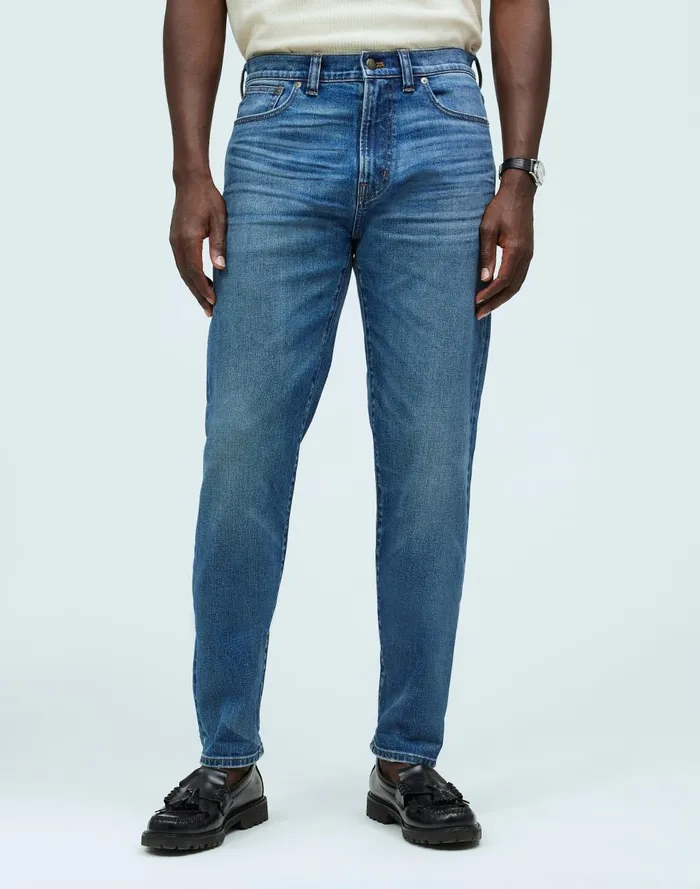 Men Jeans Madewell Relaxed Taper Stretch Selvedge Jeans In Barrington Wash