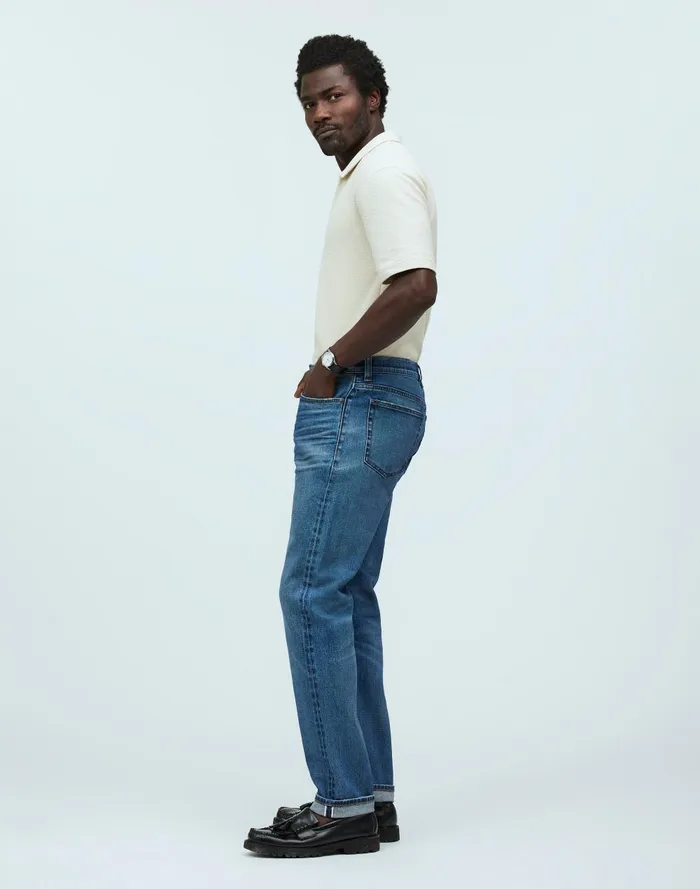 Men Jeans Madewell Relaxed Taper Stretch Selvedge Jeans In Barrington Wash
