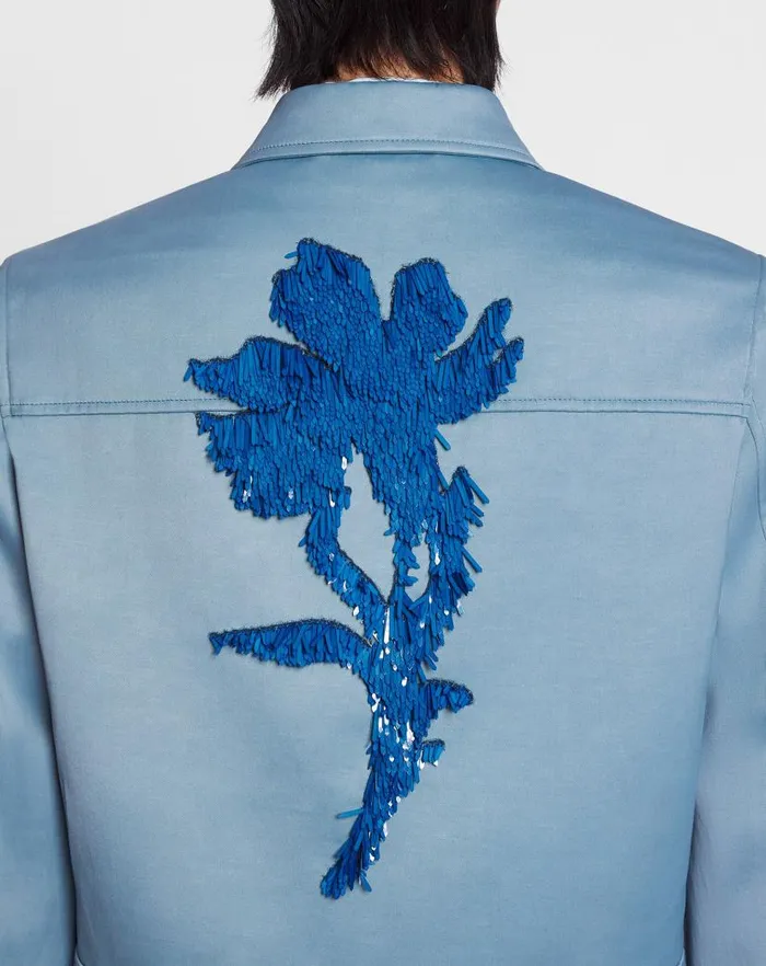 Men Lanvin Coats and Jackets Floral Embroidery Zipped Jacket Lunar Men Lanvin Coats and Jackets Floral Embroidery Zipped Jacket Lunar