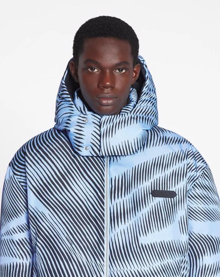 Men Lanvin Coats and Jackets Kinetic Print Down Jacket Lanvin Blueblack Men Lanvin Coats and Jackets Kinetic Print Down Jacket Lanvin Blueblack