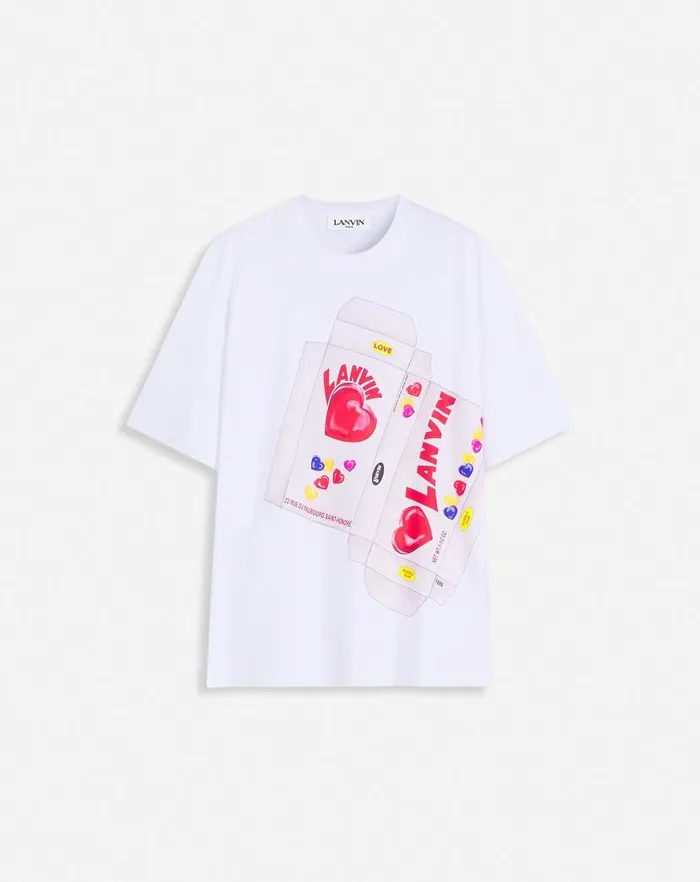 Men Lanvin Coats and Jackets Lanvin Candy Print Straight Fit Tshirt Optic White Men Lanvin Coats and Jackets Lanvin Candy Print Straight Fit Tshirt Optic White