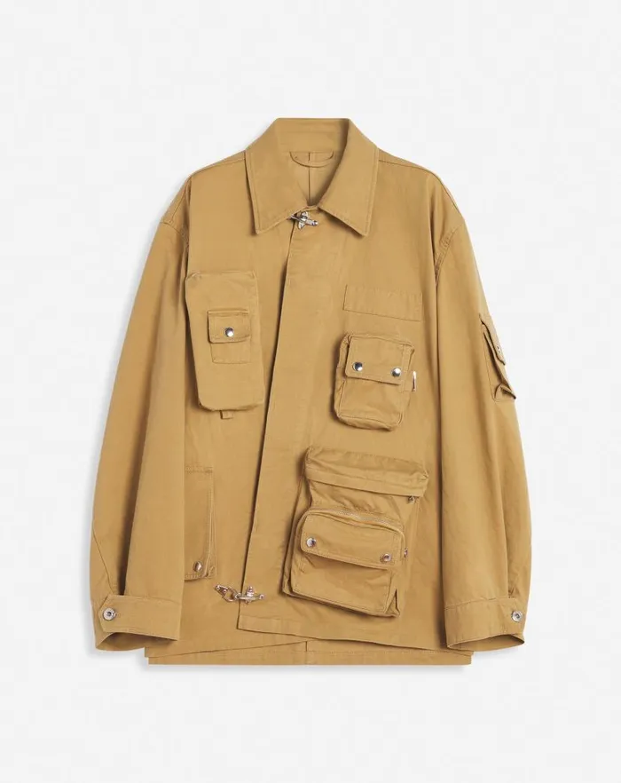 Men Lanvin Coats and Jackets Lanvin X Future Asymmetrical Utility Jacket Sand Men Lanvin Coats and Jackets Lanvin X Future Asymmetrical Utility Jacket Sand