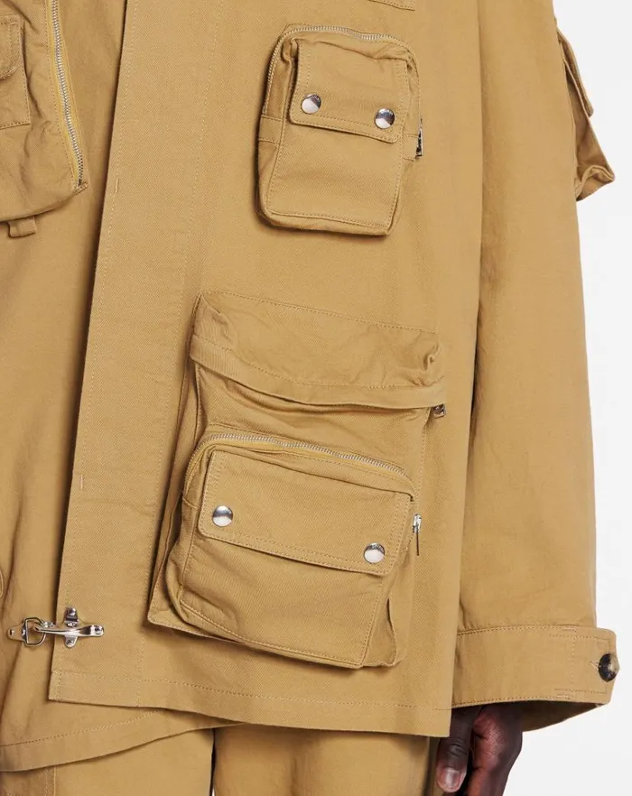 Men Lanvin Coats and Jackets Lanvin X Future Asymmetrical Utility Jacket Sand Men Lanvin Coats and Jackets Lanvin X Future Asymmetrical Utility Jacket Sand