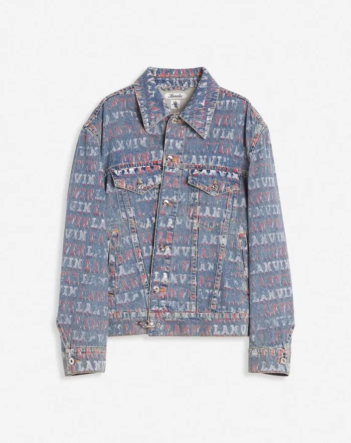 Men Lanvin Coats and Jackets Lanvin X Future Unisex Asymmetrical Printed Jacket Light Blue Men Lanvin Coats and Jackets Lanvin X Future Unisex Asymmetrical Printed Jacket Light Blue