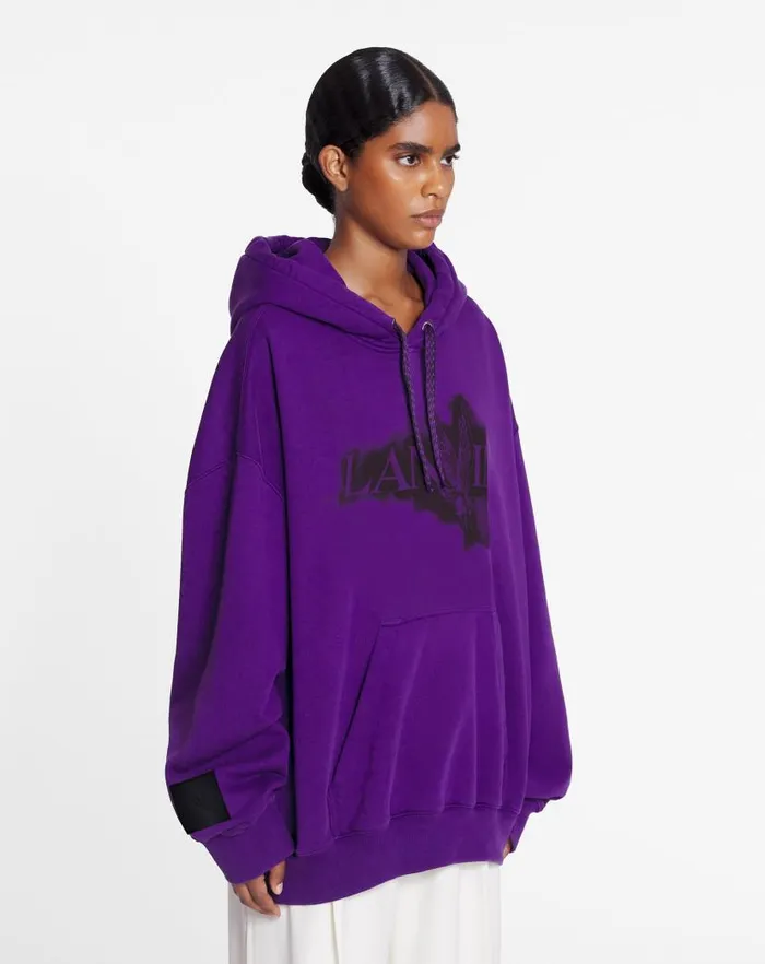 Men Lanvin Coats and Jackets Lanvin X Future Unisex Baggy Hoodie With Eagle Print Purple Reign Men Lanvin Coats and Jackets Lanvin X Future Unisex Baggy Hoodie With Eagle Print Purple Reign