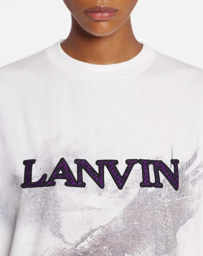 Men Lanvin Coats and Jackets Lanvin X Future Unisex Eagle Print Loosefit Tshirt White Mustangblack Men Lanvin Coats and Jackets Lanvin X Future Unisex Eagle Print Loosefit Tshirt White Mustangblack
