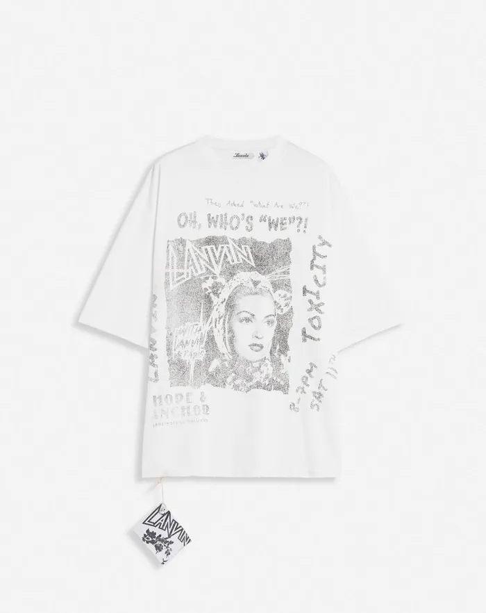 Men Lanvin Coats and Jackets Lanvin X Future Unisex Loosefit Printed Tshirt White Mustang