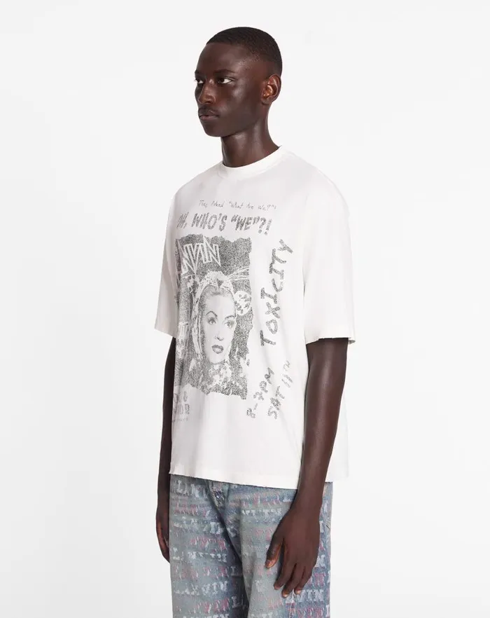 Men Lanvin Coats and Jackets Lanvin X Future Unisex Loosefit Printed Tshirt White Mustang Men Lanvin Coats and Jackets Lanvin X Future Unisex Loosefit Printed Tshirt White Mustang